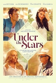 Film poster for "Under the Stars," a film by Michelle Danner, showing four characters in a warm, sunlit outdoor setting.